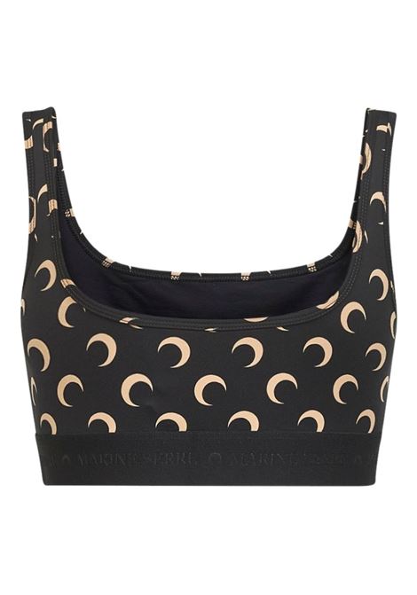 top sportivo moon printed jersey donna nero e beige MARINE SERRE | WUW055BCJER0001IT99